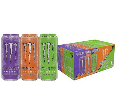 Maximize Focus, Zero Sugar! Monster Zero Ultra - 15 Cans of Low-Calorie Energy with B-Vitamins.